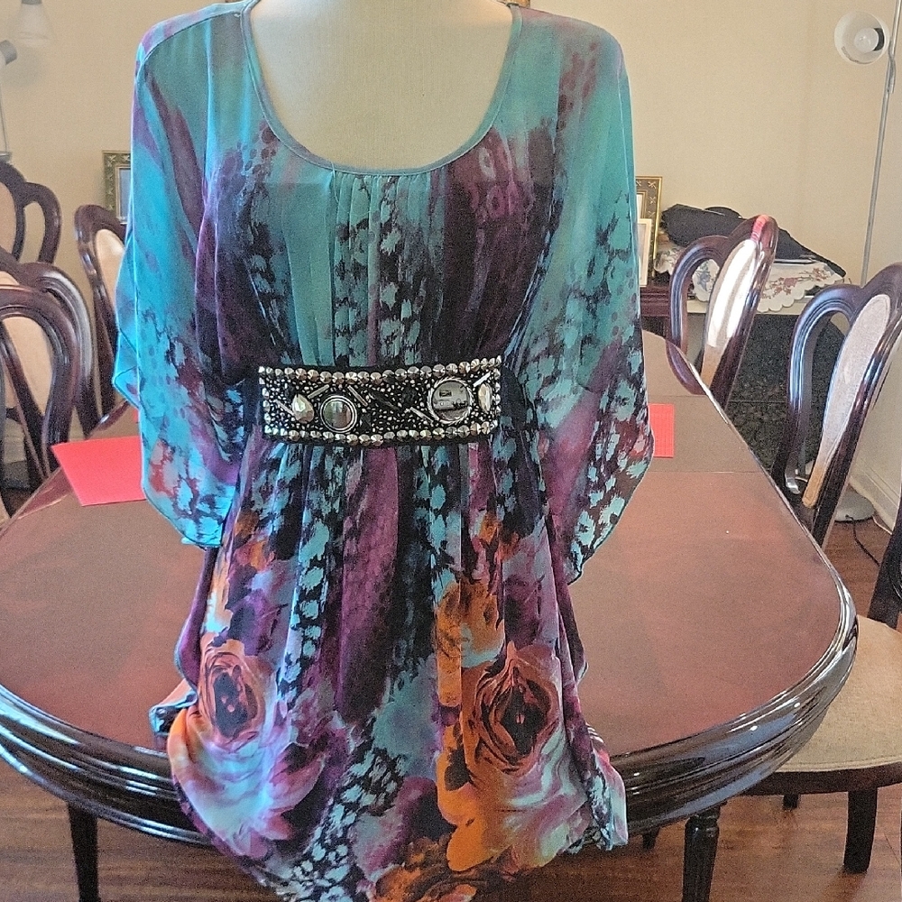Women's Multicolor Beaded Top
